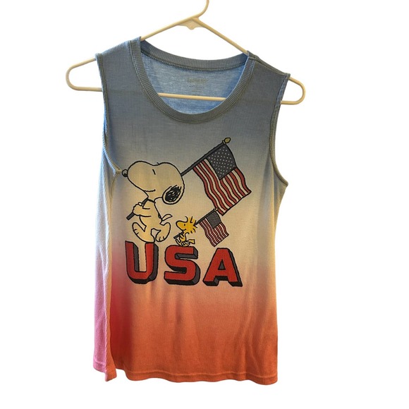 Peanuts Tops - Peanuts | Snoopy Loves USA A-line Tank Top Size X-Large